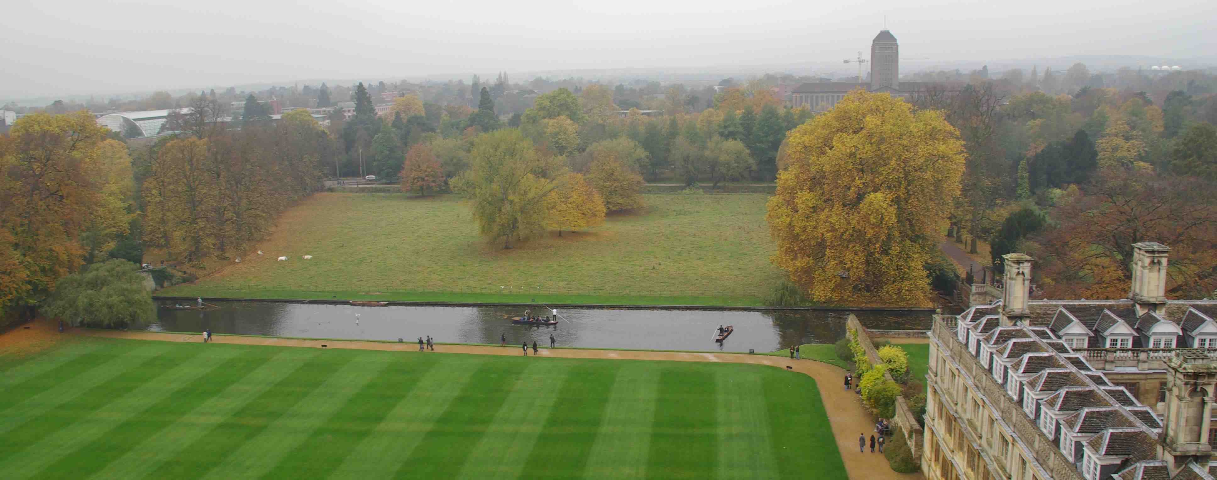 Birdeye view of river Cam and University Library
